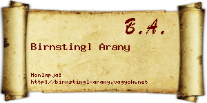Birnstingl Arany névjegykártya